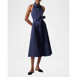NWT Carolina Herrera Collared Button-Front Halter Midi Dress size 6